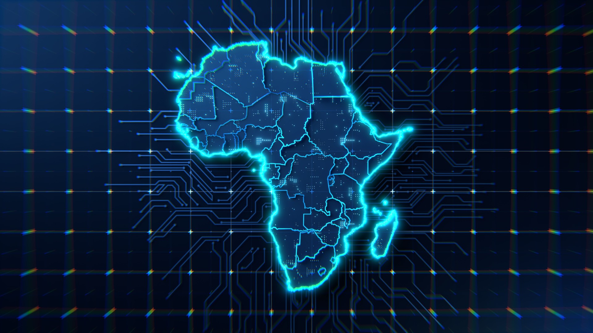 Digital Map of Africa Continent With Futuristic Circuit Design